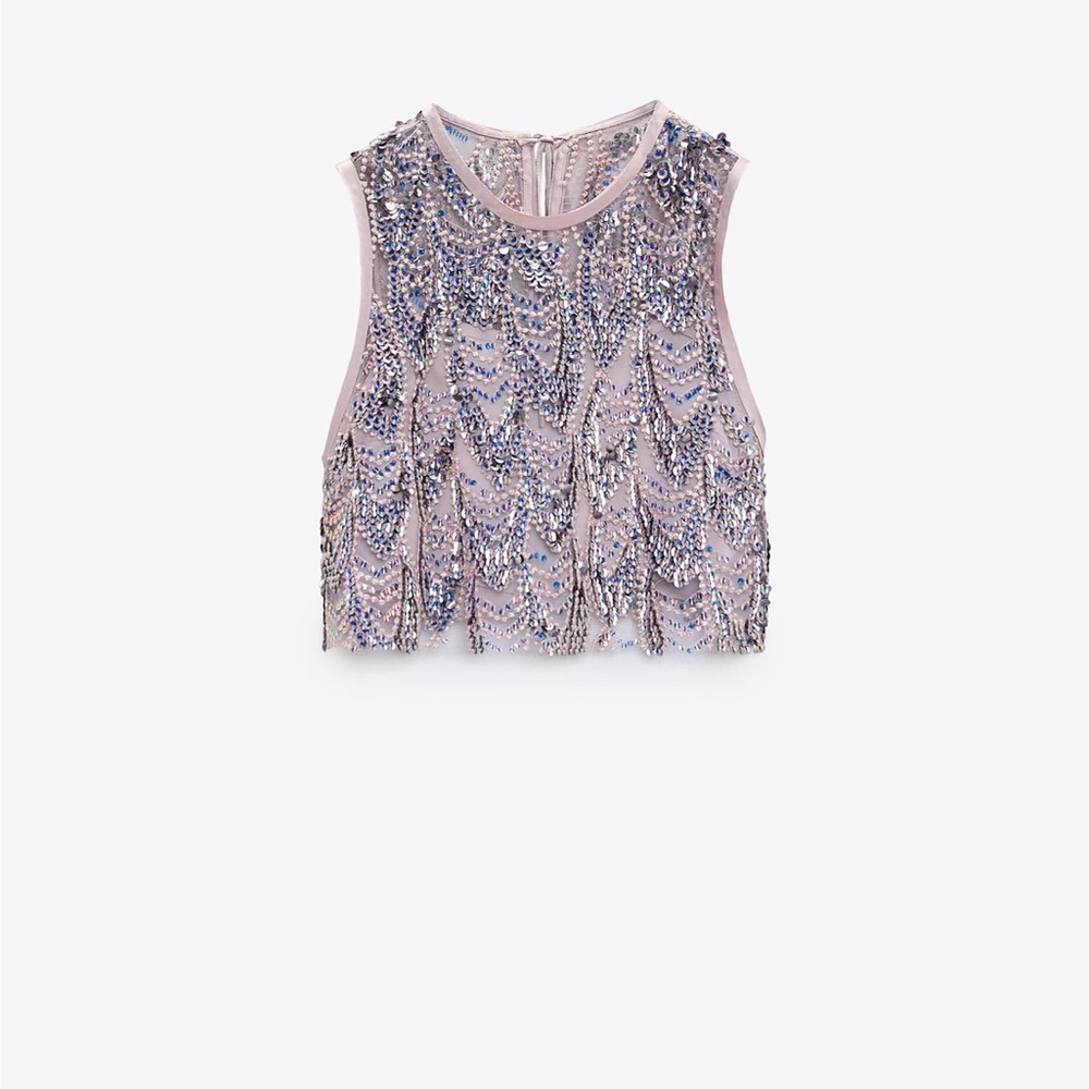 Zara purple sequin crop top
